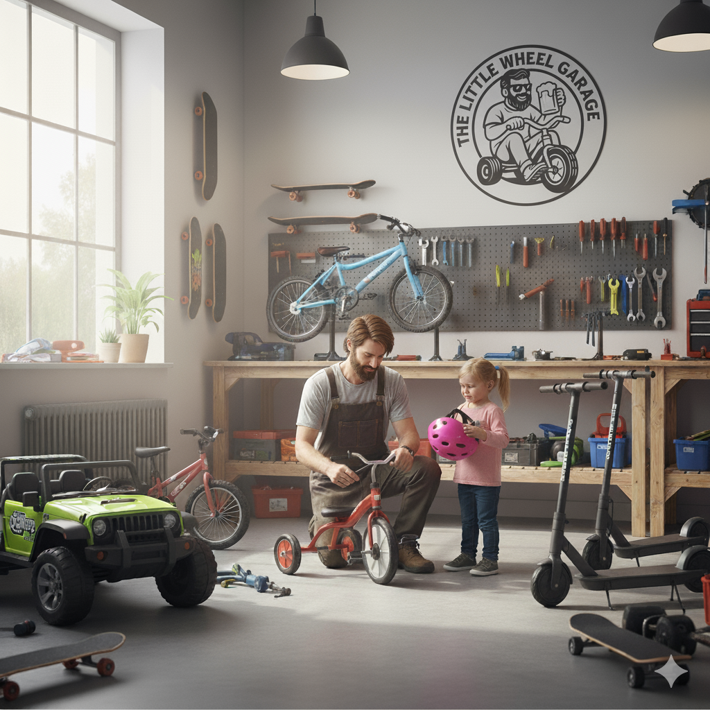 Happy kid riding Power Wheels